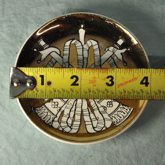 horns vintage Musicalia Bonwit Teller plates gold coaster (w1178) - Picture 2 of 4